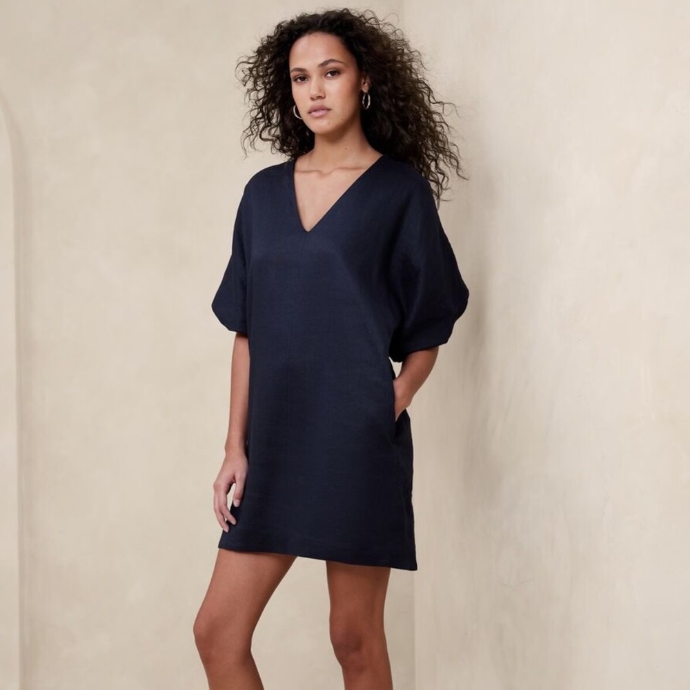 BANANA REPUBLIC | Livia Linen Mini Dress | Navy Blue